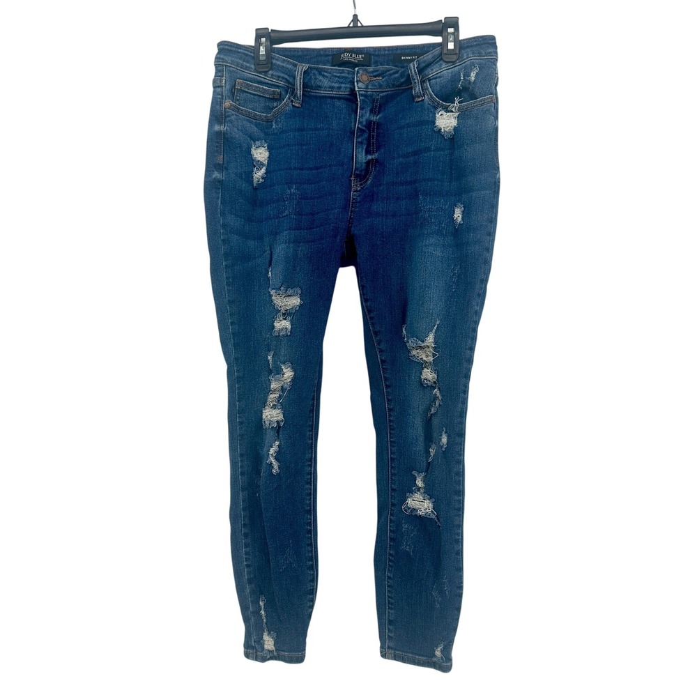 Judy Blue Skinny Jeans Womens 13/31 Blue Distressed Skinny Fit Modern JB88177 - Picture 1 of 9